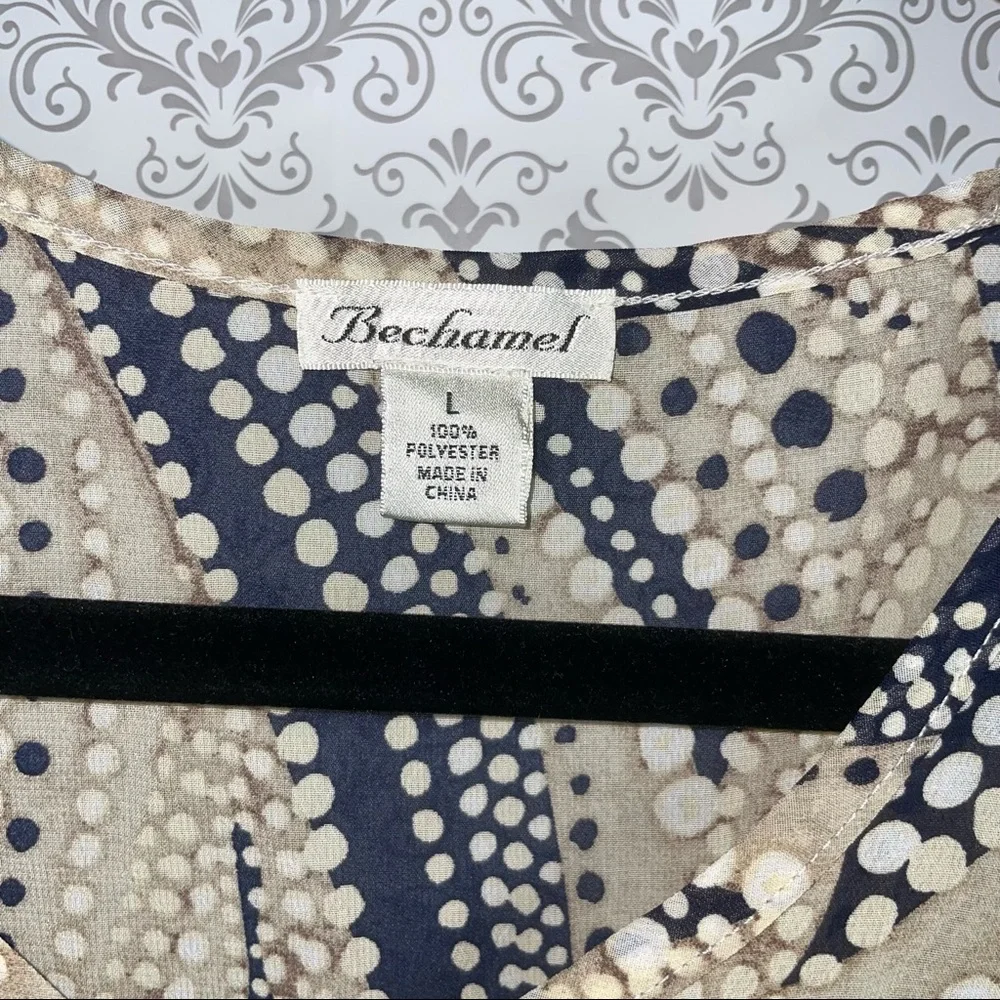 Bechamel Sheer women’s pullover blouse brown blue size large long sleeve - Picture 5 of 8